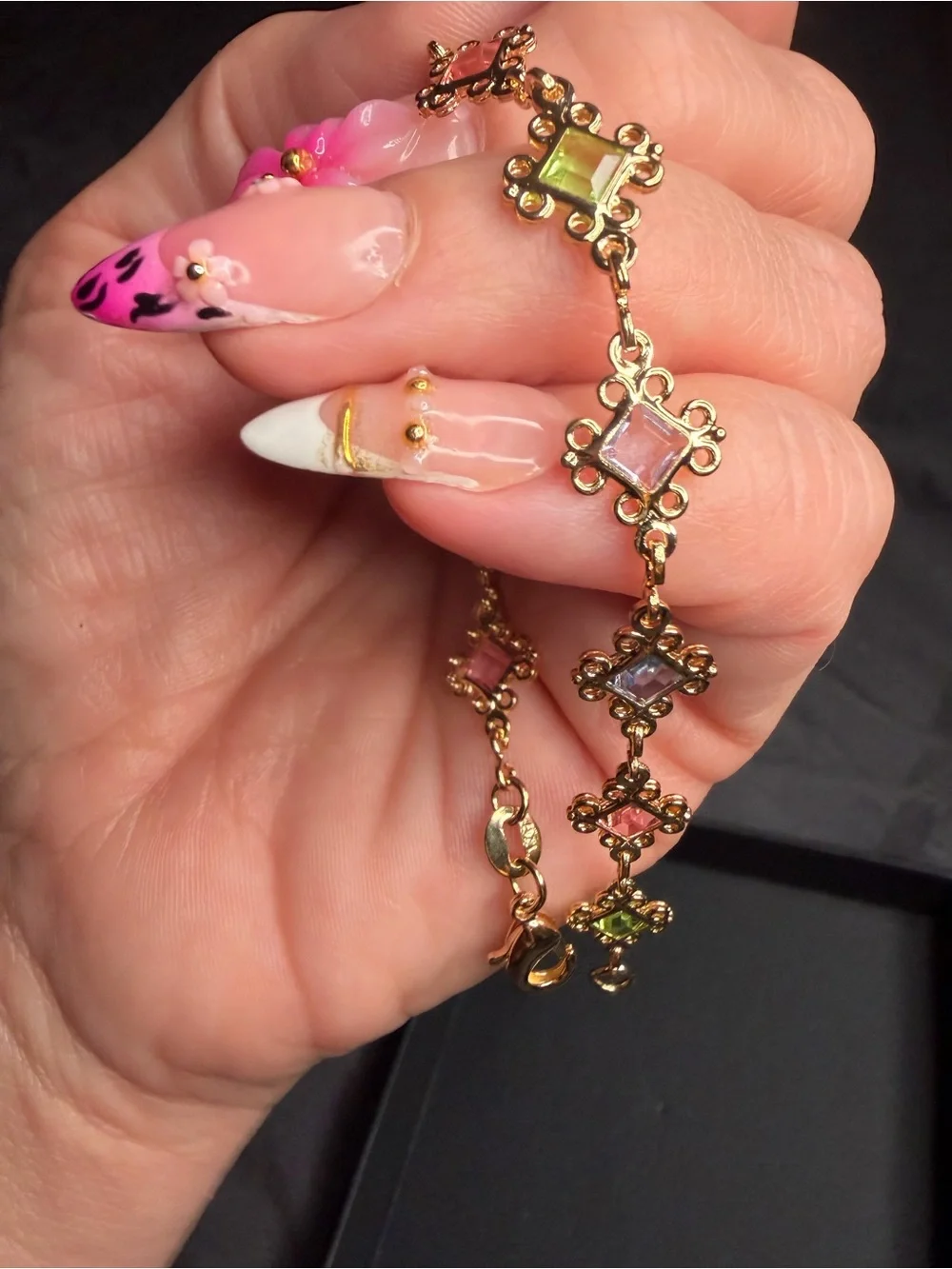 Gold Filled Multicolor Baguette CZ Bracelet | Adjustable